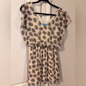 Buttons Black and Cream Patterned Dress